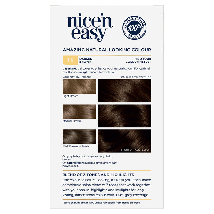 Clairol Nice N Easy 3.5 Darkest Brown.