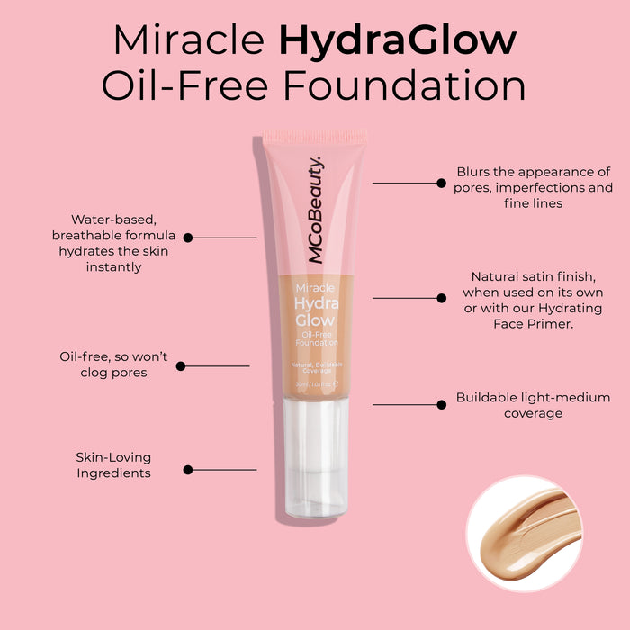 MCo Beauty Miracle Hydra Glow Oil Free Foundation Medium Beige 30ml