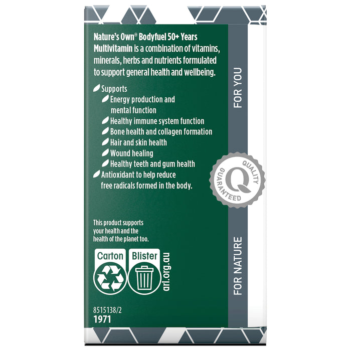 Nature's Own Body Fuel 50+ Years Multivitamin 60 Tablets.