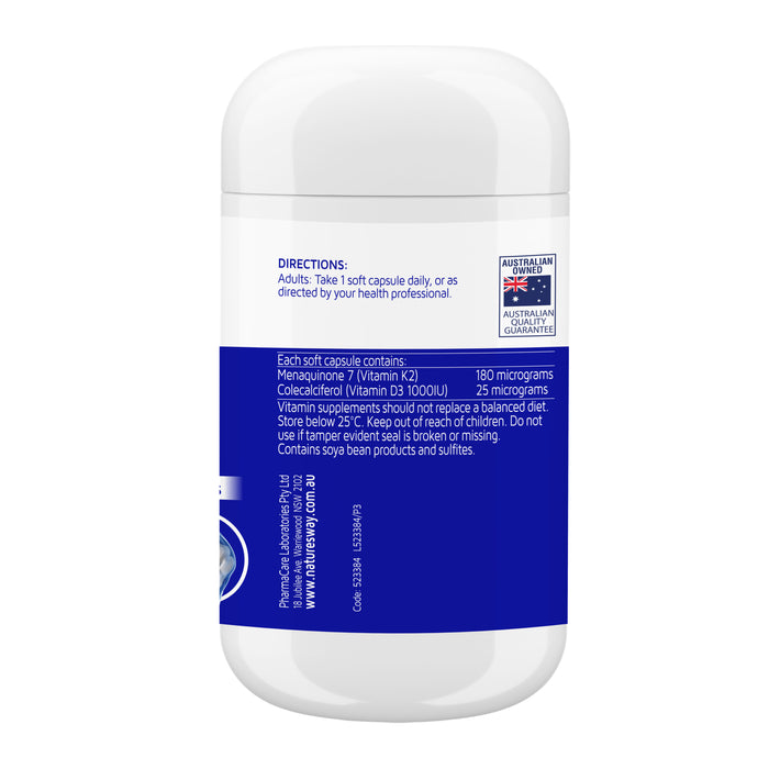 Nature's Way Vitamin K2 + D3 30 Soft Capsules.