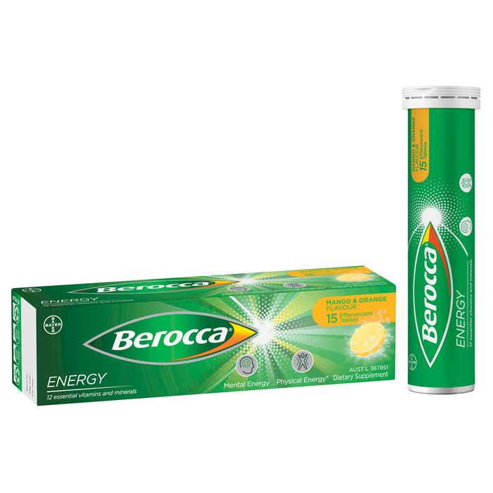 Berocca Energy Mango And Orange Effervescent Tablets 15