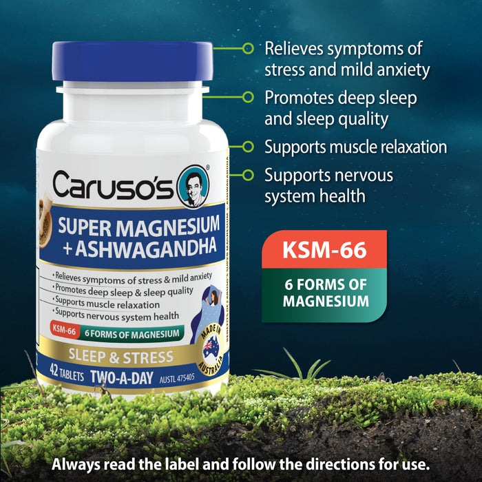 Caruso's Super Magnesium + Ashwagandha Tablets 42