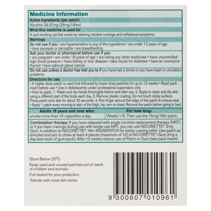 Nicorette InvisiPatch 25mg 28 Days