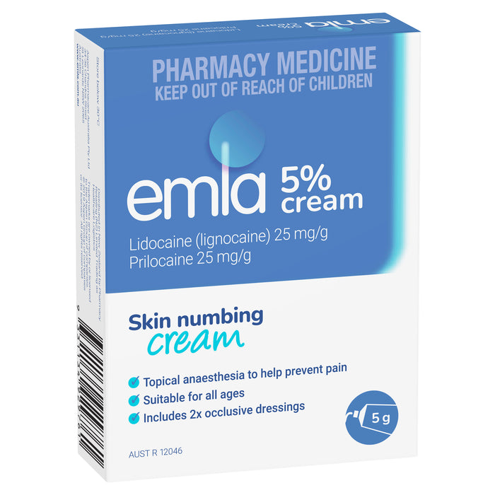 Emla Cream 5% 5g Tube With 2 Dressings