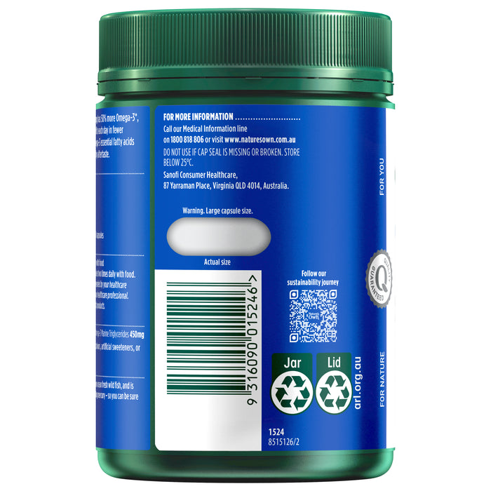 Nature's Own Odourless Fish Oil 1500mg 200 Capsules