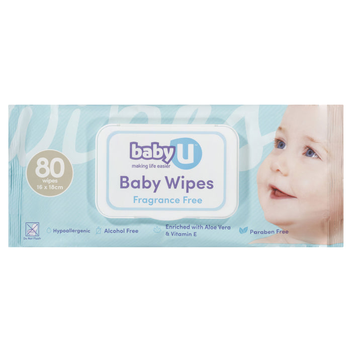 Baby U Baby Wipes Fragrance Free 80