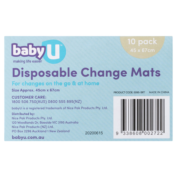 Baby U Disposable Change Mats 10 Pack