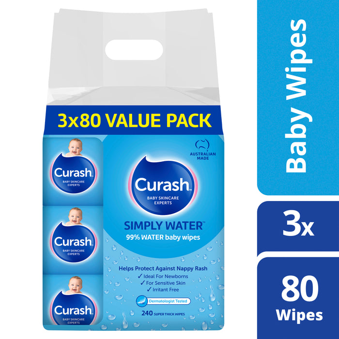 Curash Babycare Wipes Water 3x80