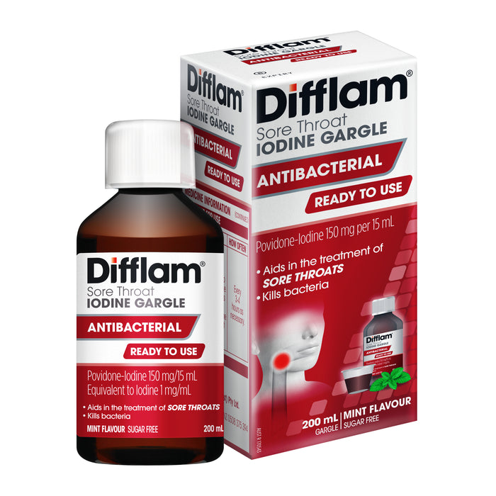 Difflam Sore Throat Ready to Use Gargle with Iodine 200mL