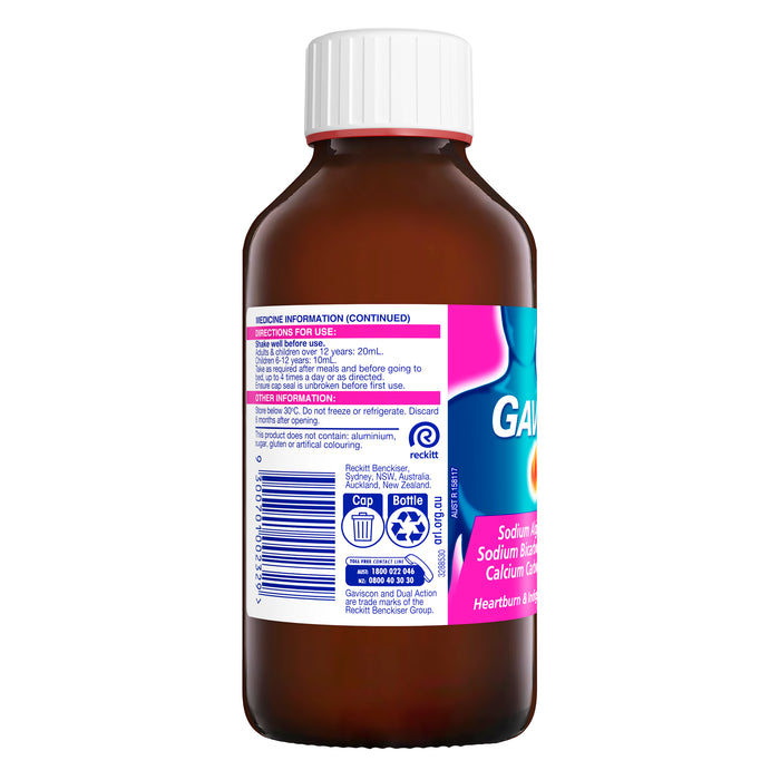 Gaviscon Dual Action Liquid Pepermint 300ml.