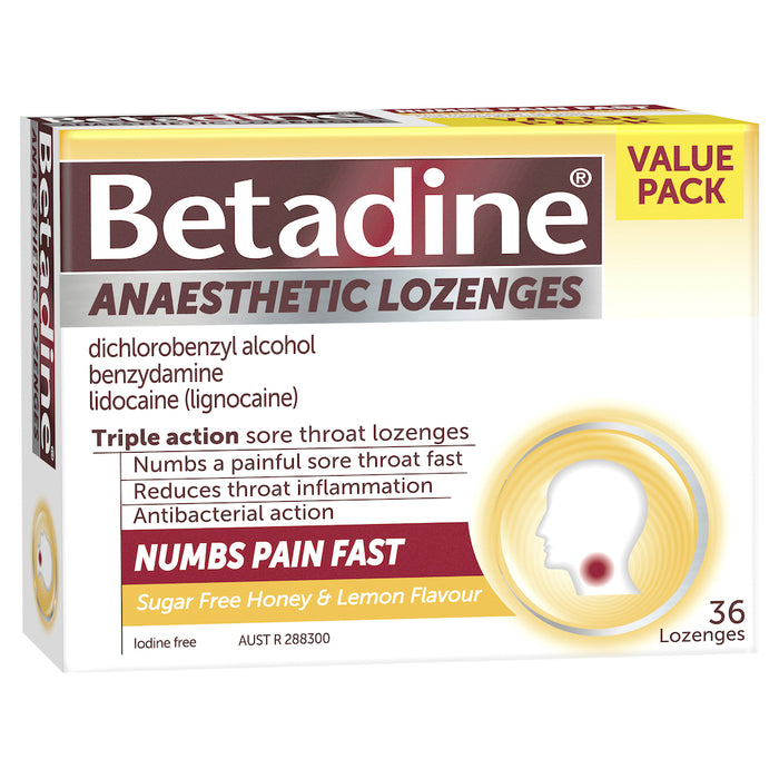 Betadine Anaesthetic Honey & Lemon 36