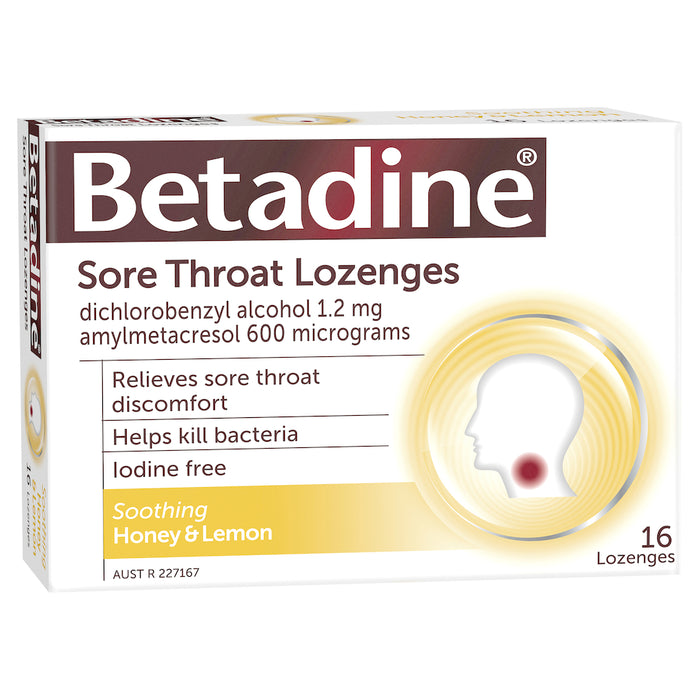 Betadine Lozenges Honey & Lemon 16