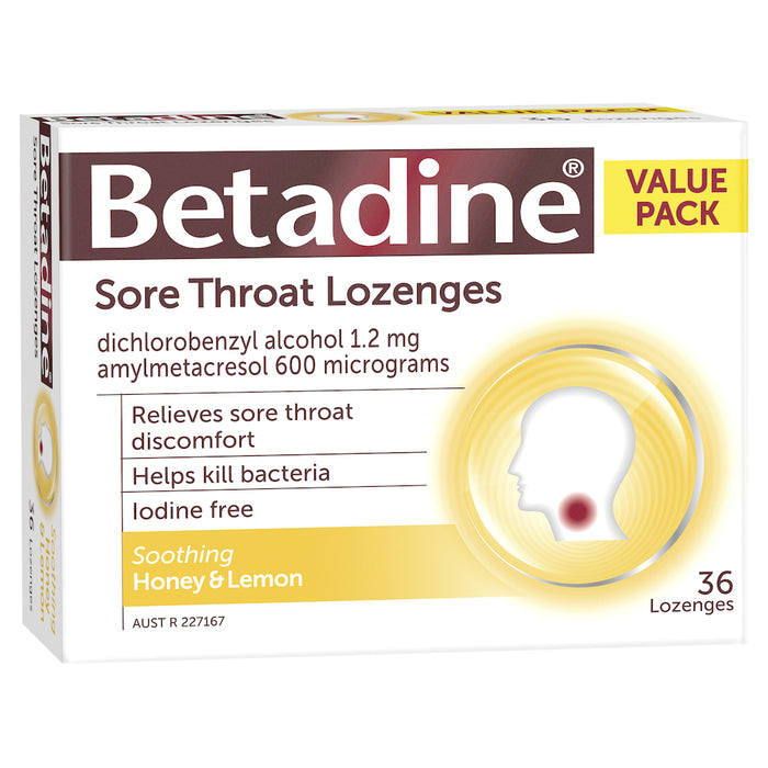 Betadine Lozenges Honey & Lemon 36