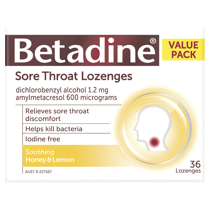 Betadine Lozenges Honey & Lemon 36