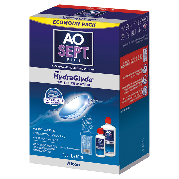 Aosept Plus with HydraGlyde Economy Pack 360ml + 90ml