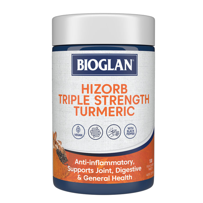 Bioglan Hi-Zorb Triple Strength Turmeric 100 Tablets