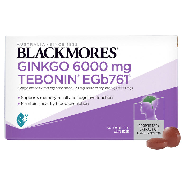 Blackmores Ginkgo 6000mg Tebonin 30 Tablets