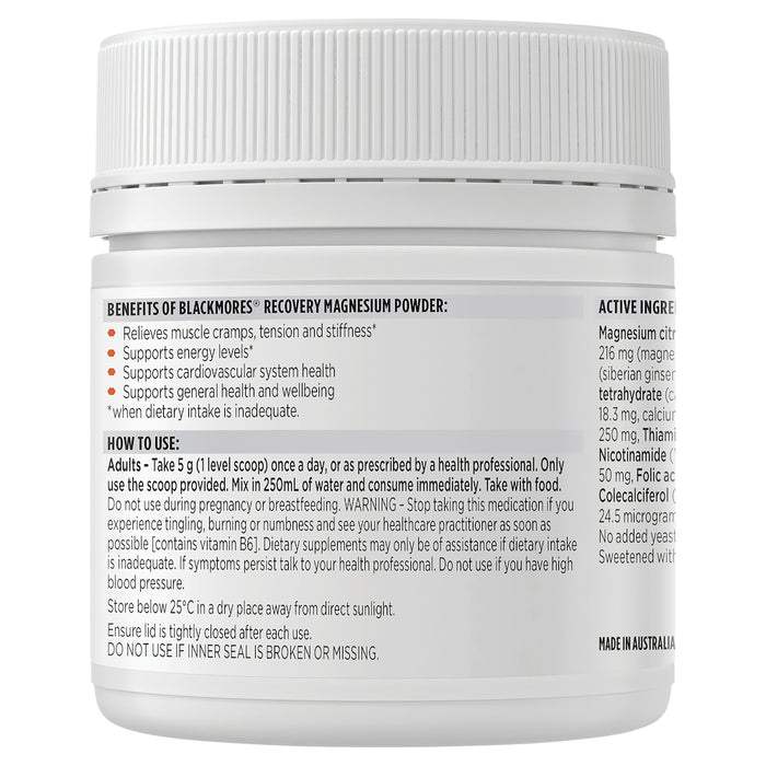 Blackmores Recovery Magnesium Powder Lemon & LIme Flavour 200g