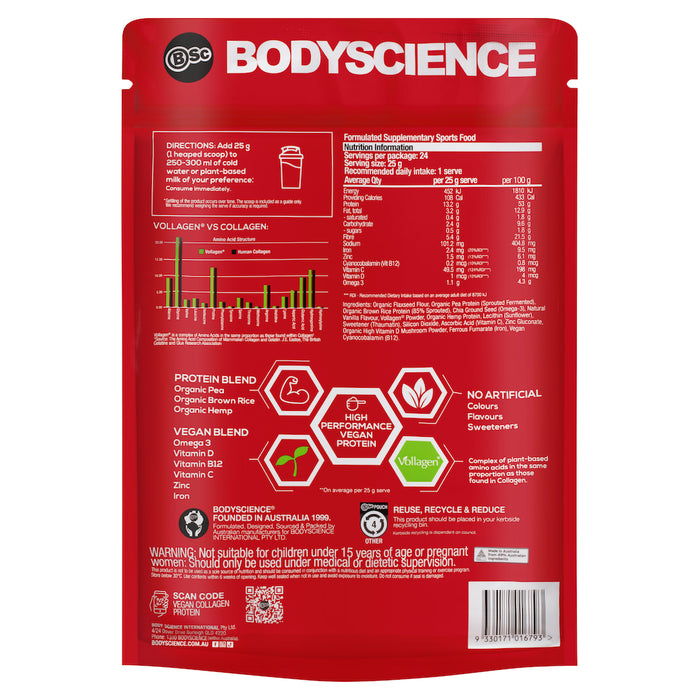 Body Science BSC Vegan Collagen Protein Vanilla 600g