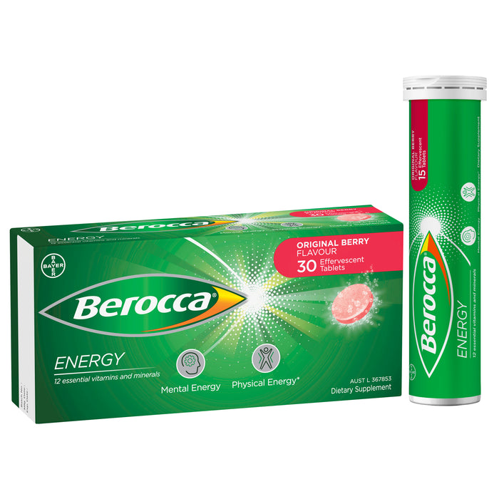 Berocca Energy Original Berry Effervescent Tablets 30