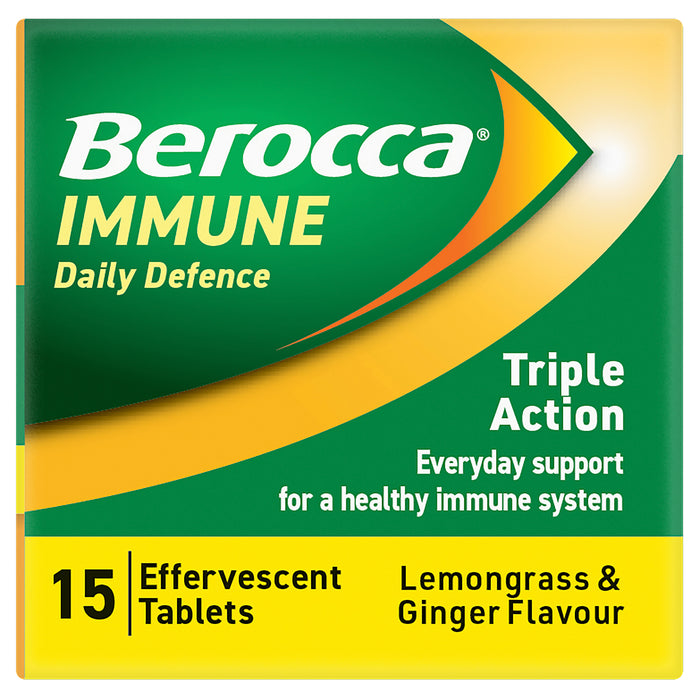 Berocca Effervescent Immune Defence Lemongrass & Ginger 15 Tablets
