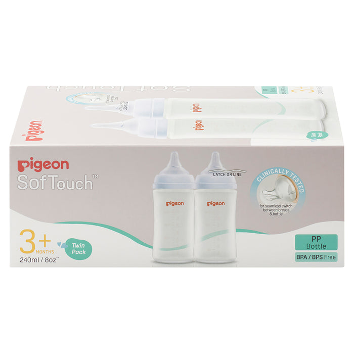 Pigeon Softouch Bottle PP Twin Pack 3 months plus 240ml.