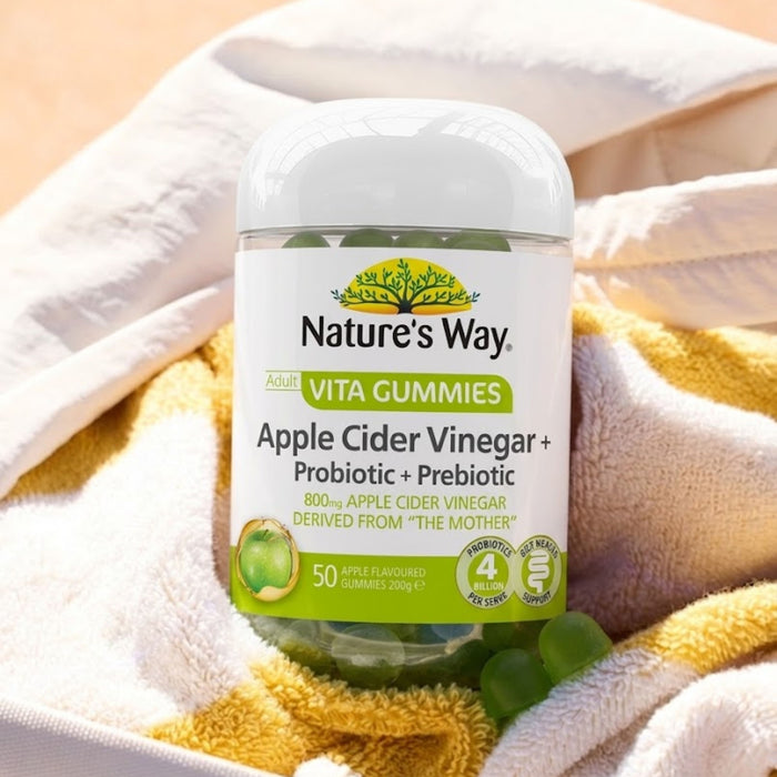 Nature's Way Apple Cidar Vinegar + Probiotic + Prebiotic 50 Adult Vita Gummies