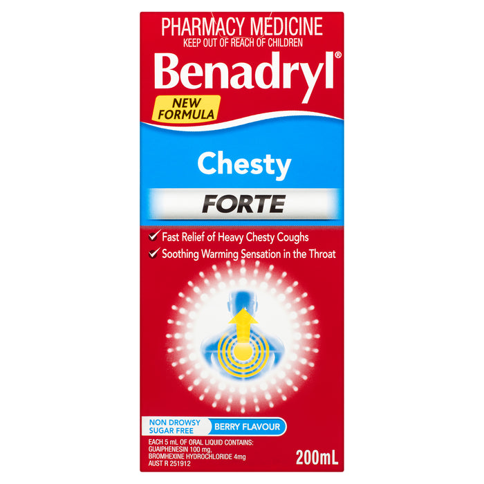 Benadryl Chesty Forte Cough Liquid Berry Flavour 200mL