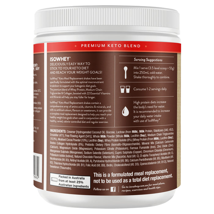Isowhey Keto Meal Replacement Chocolate 550g