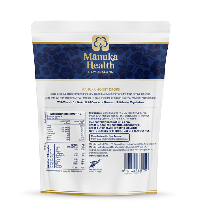 Manuka Health Manuka Honey Drops With Lemon 250g 58 Drops