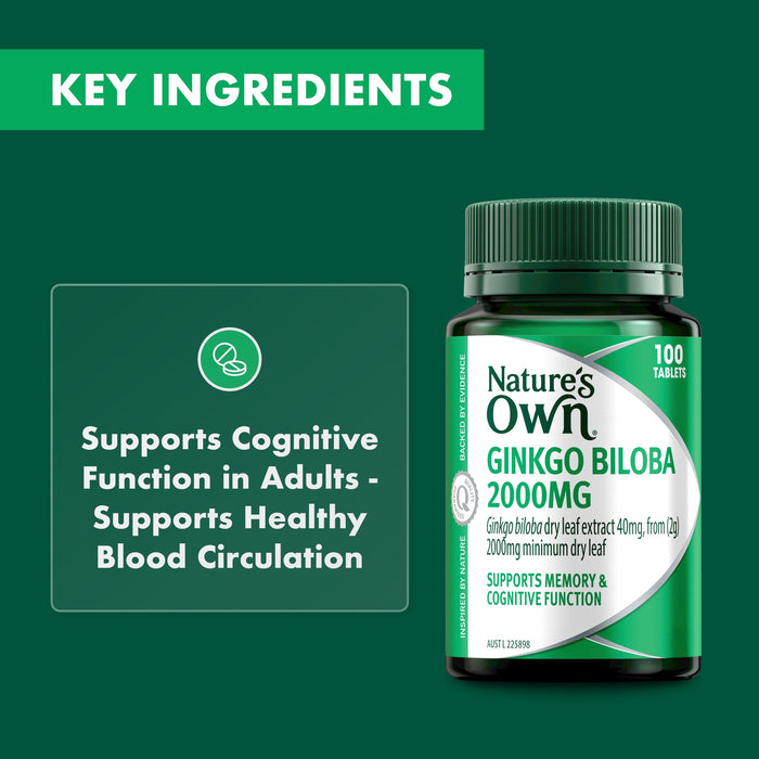 Nature's Own Ginkgo Biloba 2000mg 100 Tablets