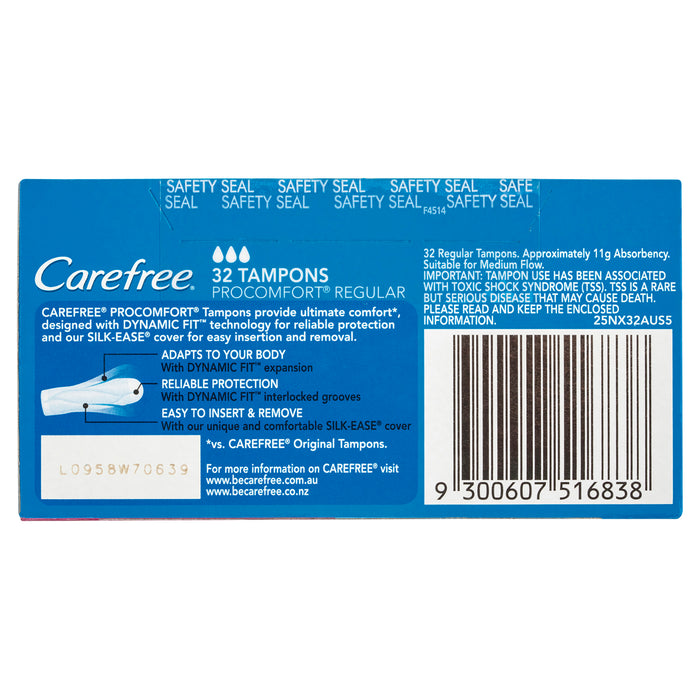 Carefree Tampons ProComfort Dynamic Fit Regular 32
