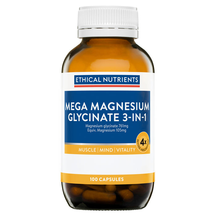 Ethical Nutrients Mega Magnesium Glycinate 3-In-1 100Capsules