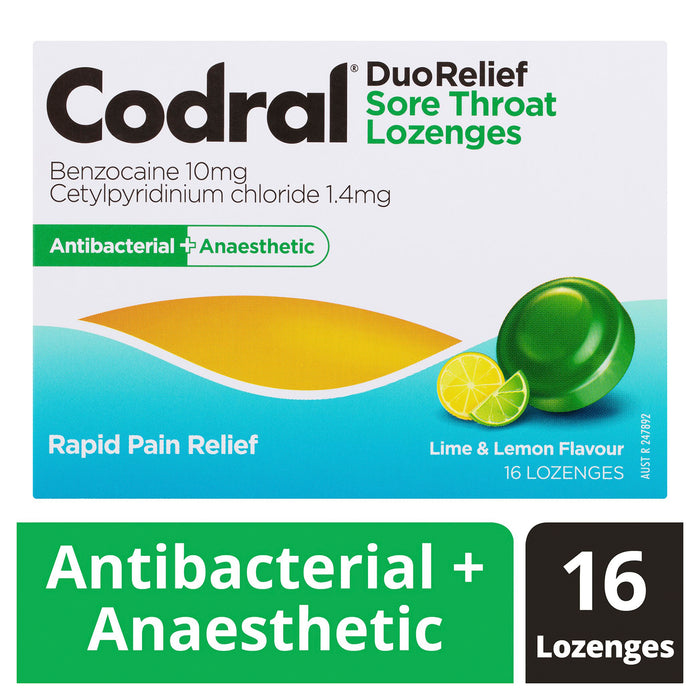 Codral Sore Throat Lozenges Lime & Lemon 16