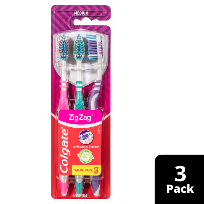 Colgate Toothbrush Zig Zag Medium 3 Pack