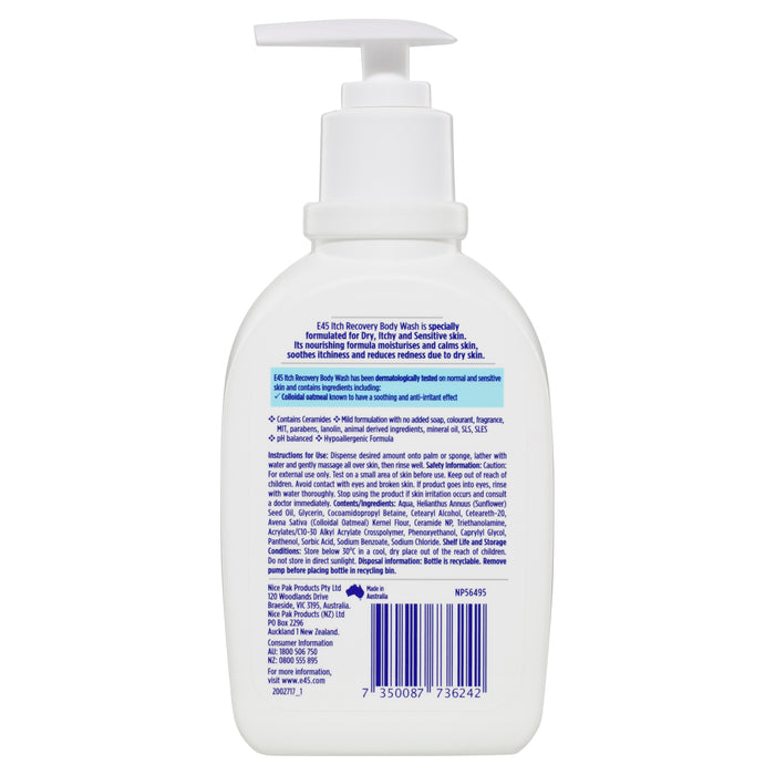 E45 Itch Recovery Wash 250ml.