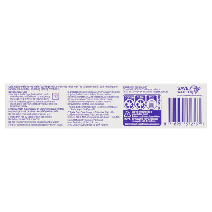 Colgate ToothPaste Pro Relief Sensitive Lasting Fresh 110g