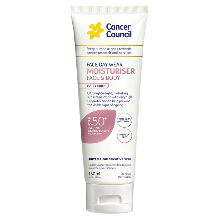 Cancer Council Face & Body Moisturiser Invisible SPF50 150ml