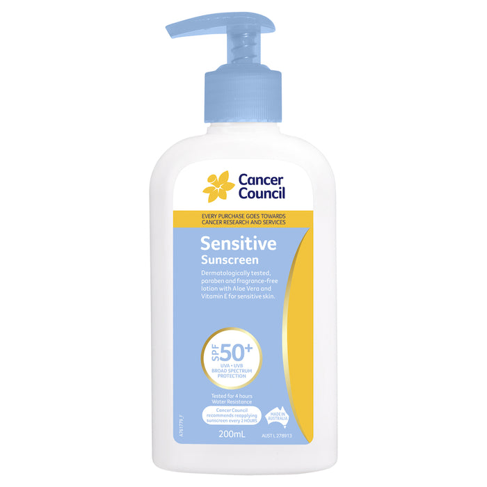 Cancer Council Sensitive 50+ Pump 200ml