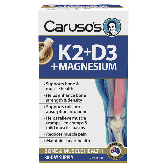 Caruso’s K2+D3+Magnesium 30 Tablets