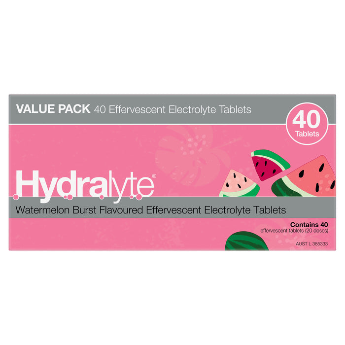 Hydralyte Effervescent Tablets Watermelon 40