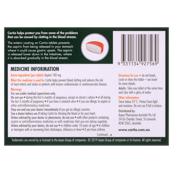 Cartia 100mg Tablet 84.