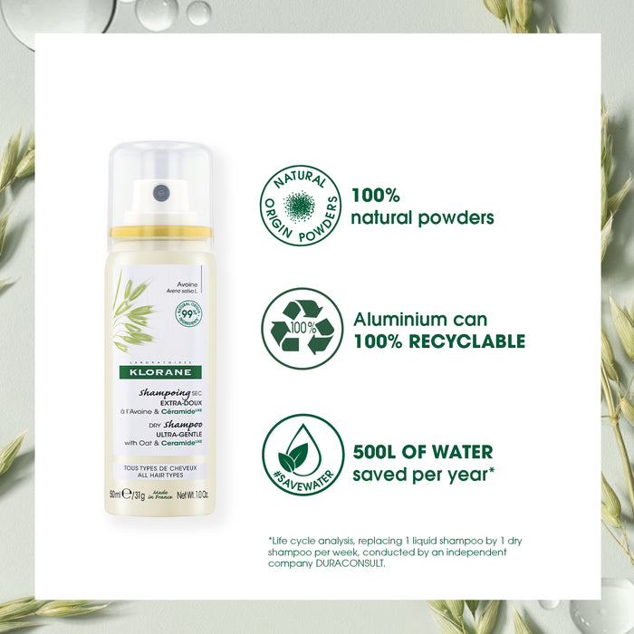 Klorane Dry Shampoo With Oat & Ceramide 50ml.