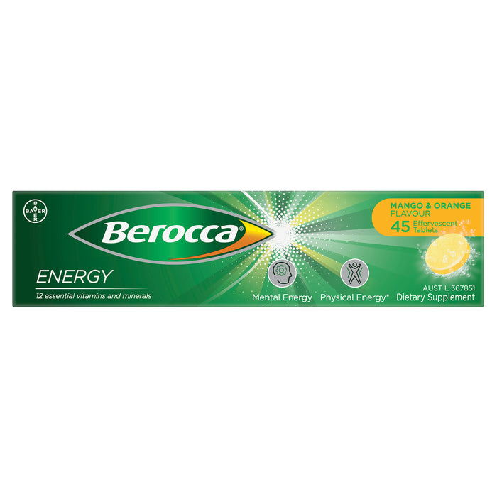Berocca Energy Mango And Orange Effervescent Tablets 45
