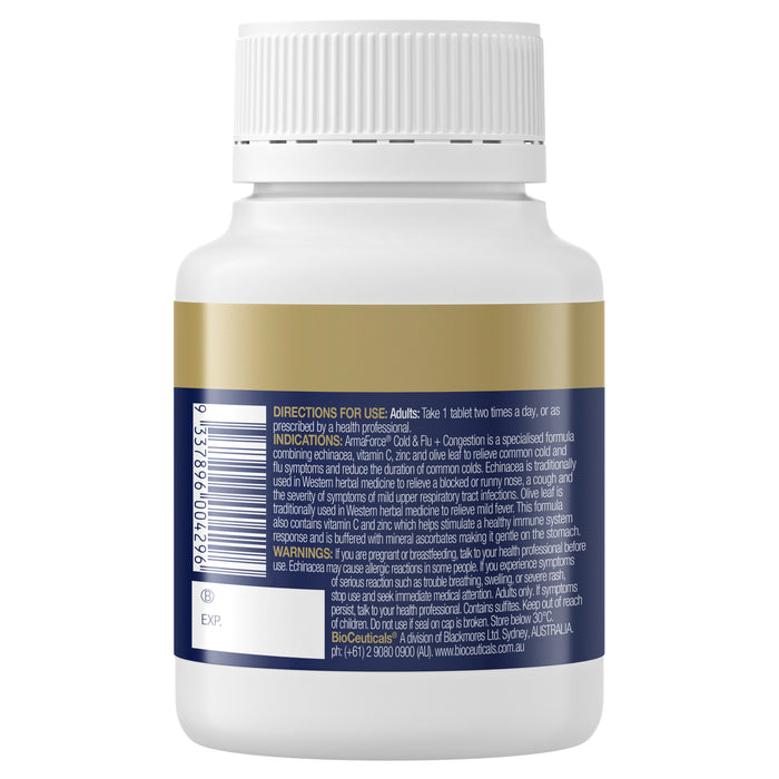 Bioceuticals Armaforce Cold & Flu + Congestion 60Tablets