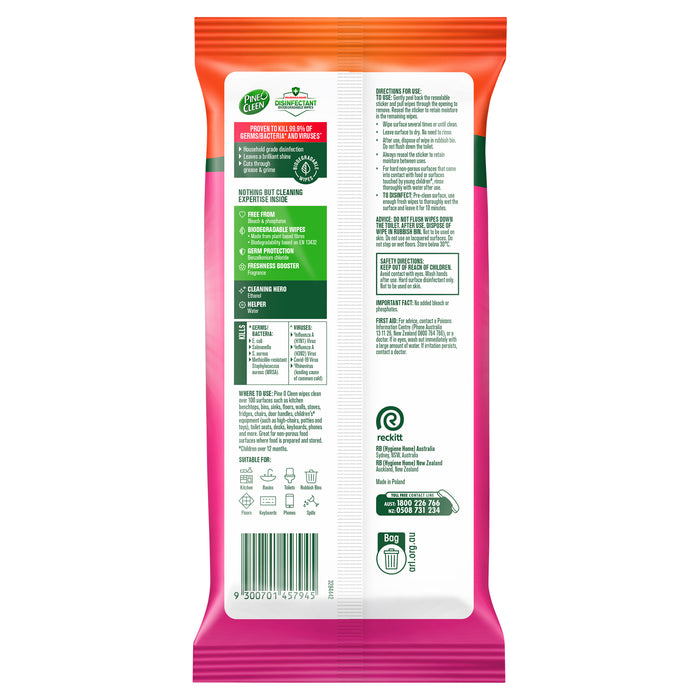 Pine O Cleen Disinfectant Biodegradable Wipes Tropical Blossom 110 Pack