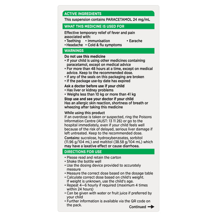 Panadol Children's 1-5 Years Strawberry 200ml.