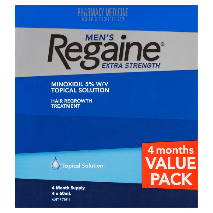 Regaine Solution Hair Loss Treatment Mens Extra Strength Topical Application 4 x 60mL