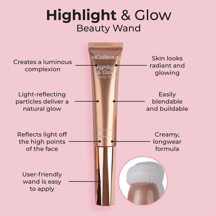 MCo Beauty Highlight & Glow Beauty Wand Pink Glow