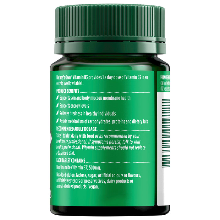 Nature's Own Vitamin B3 500mg 60 Tablets.